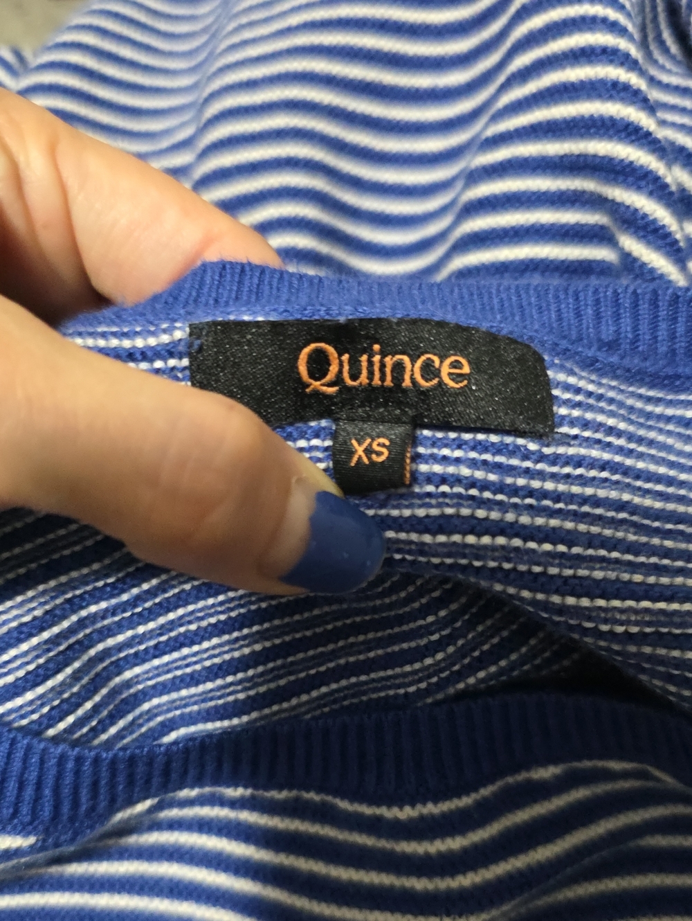 Quince Lightweight Cotton Cashmere Link-Stitch Dolman Sweater Mini Stripe XS - Picture 6 of 7